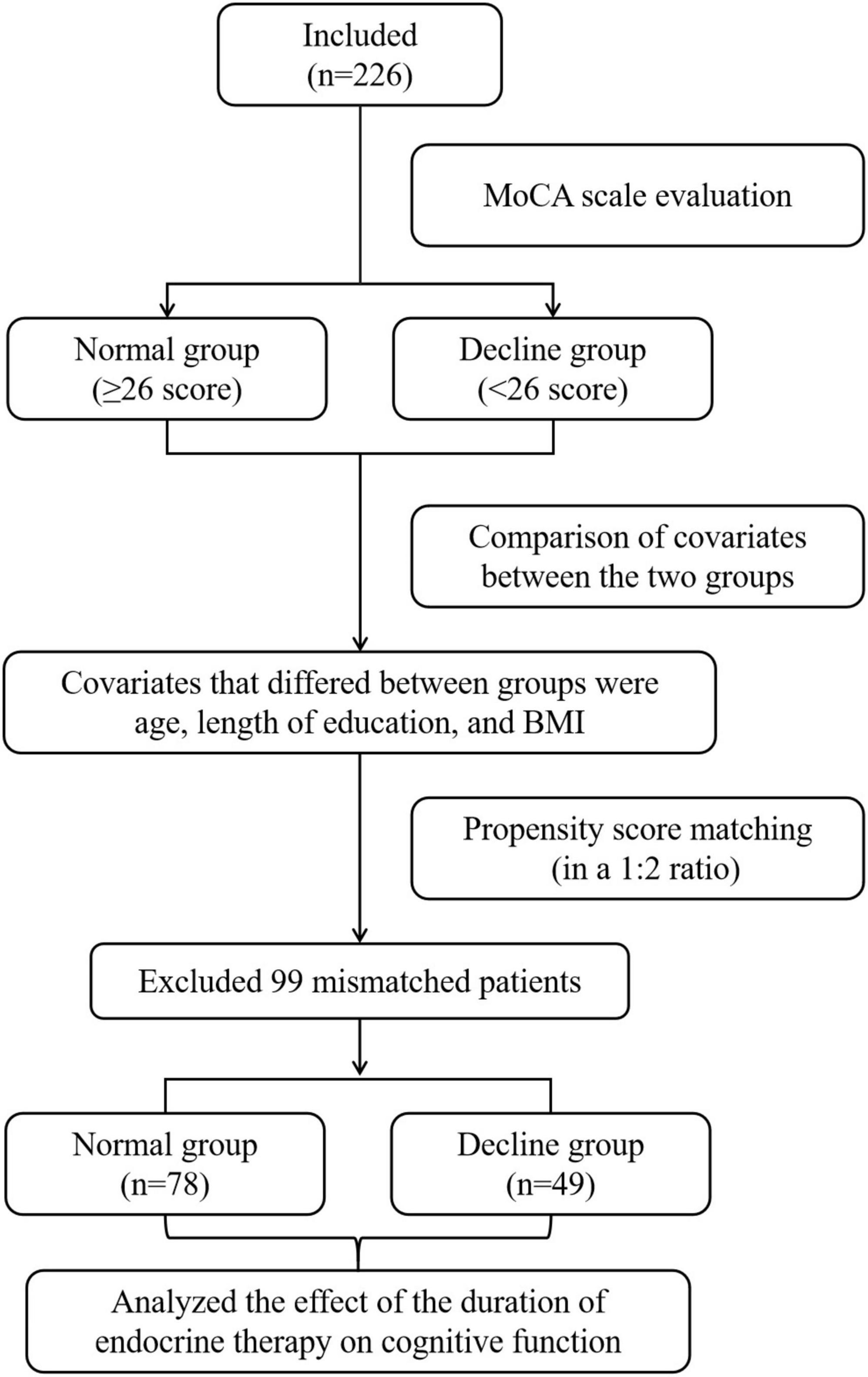 Association between endocrine therapy and cognitive decline in breast cancer based on propensity score matching